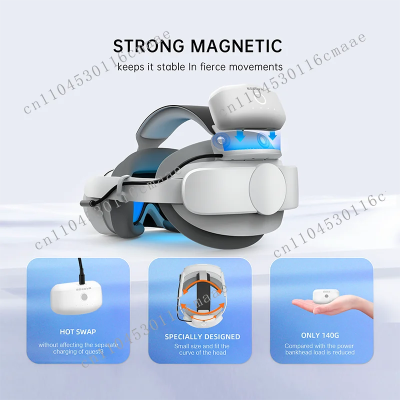 Correa de batería BOBOVR P4S para auriculares PICO 4 Ultra & Ultra Enterprise VR, paquete de batería magnética B2 de 5200mAh con almohadillas de panal