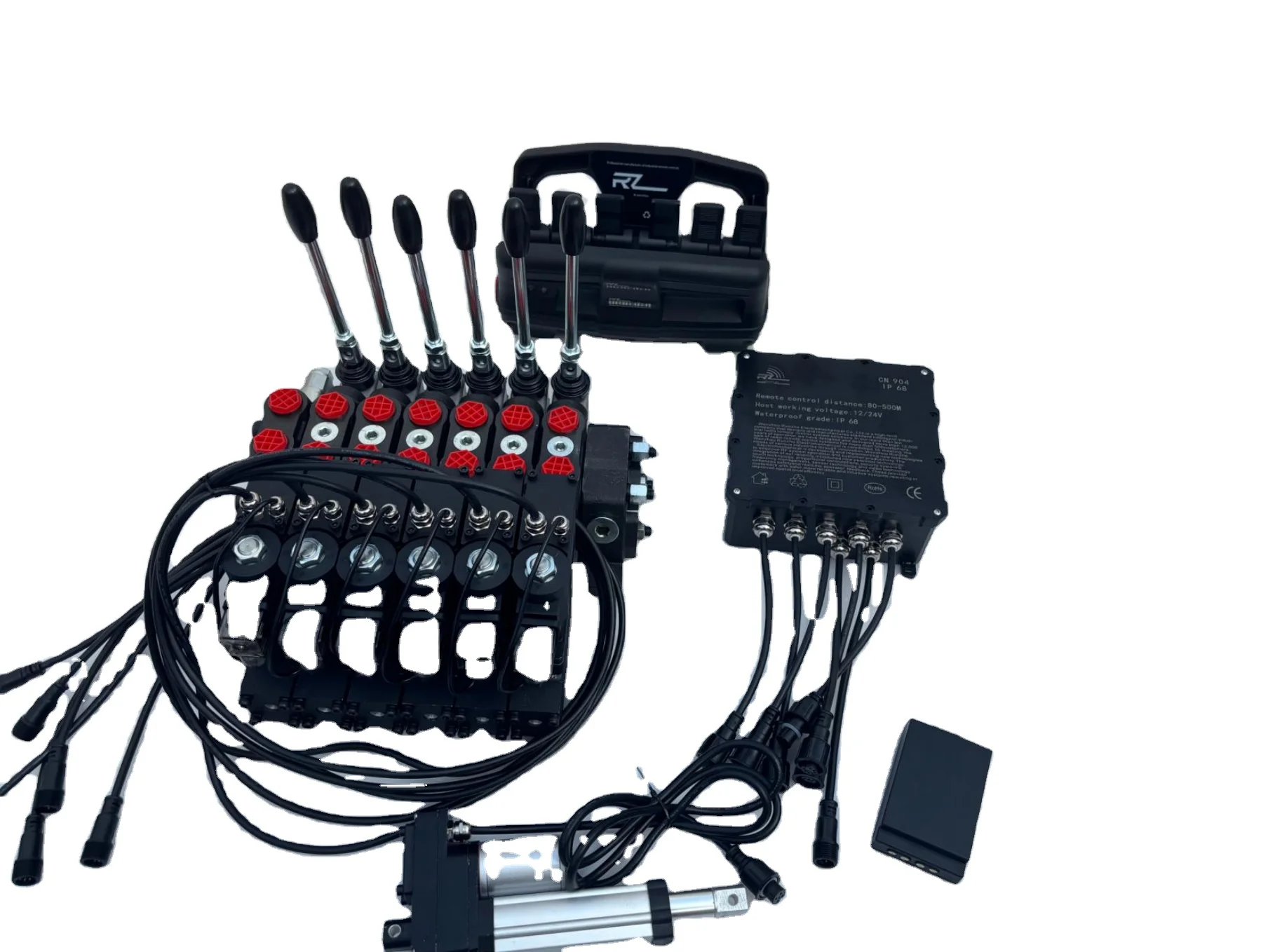6-Channel Wireless Remote Controller for Cranes, Featuring Rocker Control and Hydraulic Valves with Electromagnetic Clutches