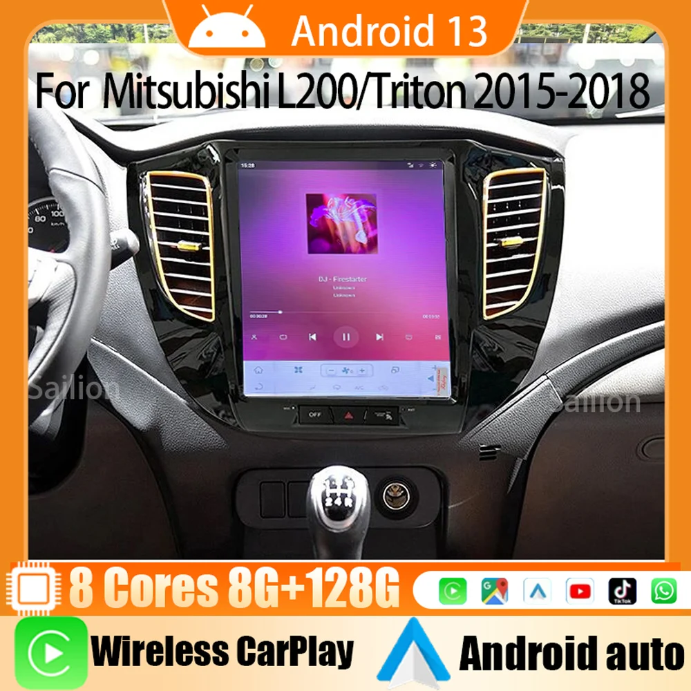 Android 13 Car Radio For Mitsubishi L200/Triton 2015-2018 Multimedia Player GPS Navigation CarPlay WIFI DSP AM RDS BT Car Stereo