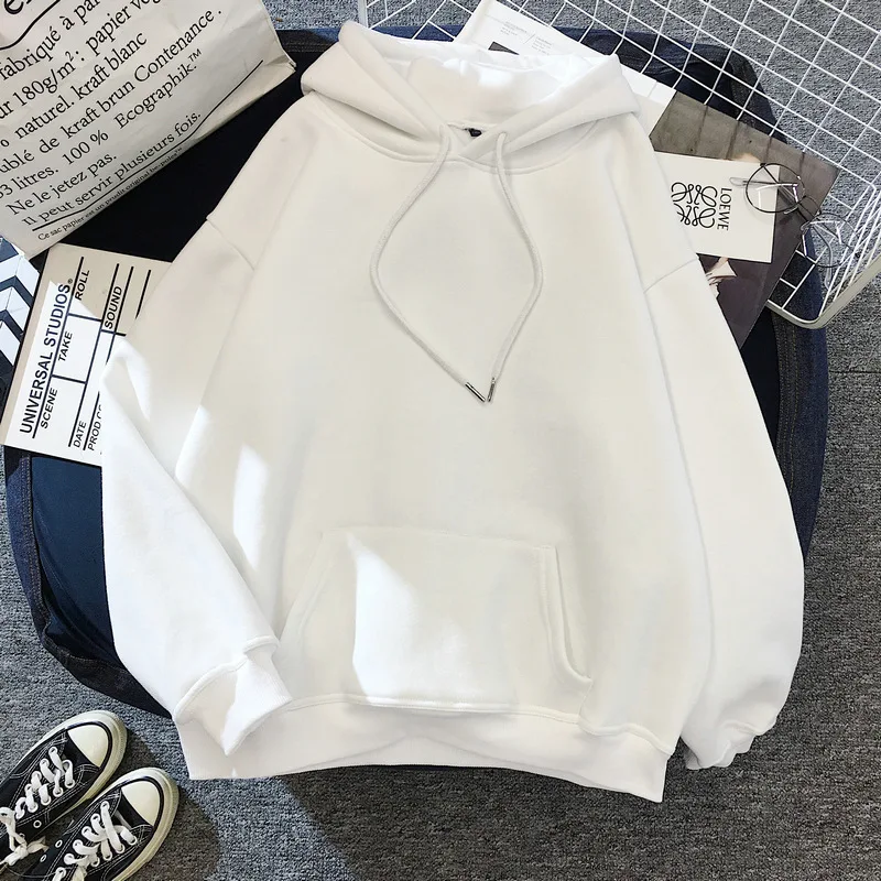 Fleece gevoerde warme hoodies voor heren Dames Sweatshirts met lange mouwen en capuchon met zak Lente Herfst Casual losse pasvorm Pullover Tops