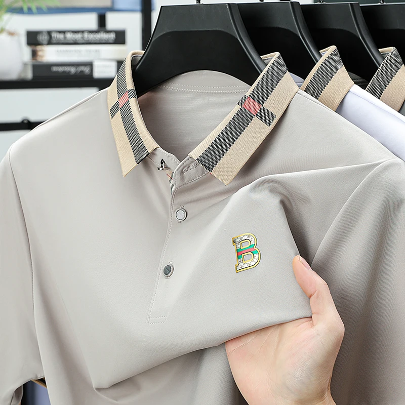

Designer Original Men's Polo Shirt Contrast Lapel T-Shirt New Summer Letter Print Short Sleeve High End Business Gentr Menswear