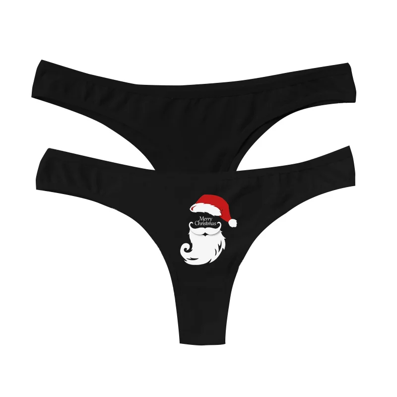 Sexy G String Panties For Xmas Women Lingerie Christmas Santa Claus Funny G-string Comfortable Cotton Cute Underwear