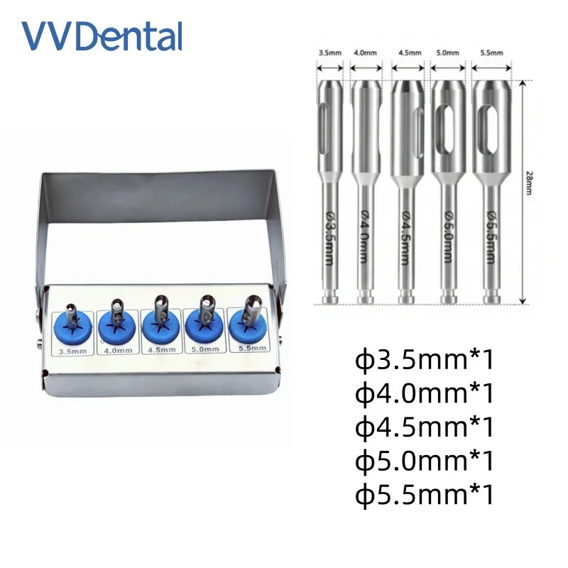 5Pcs Stainless Steel Ring Tissue Punch Gingival Trimming Supplies Flapless Less Discomfort For Implant Oral Lab Routine Work