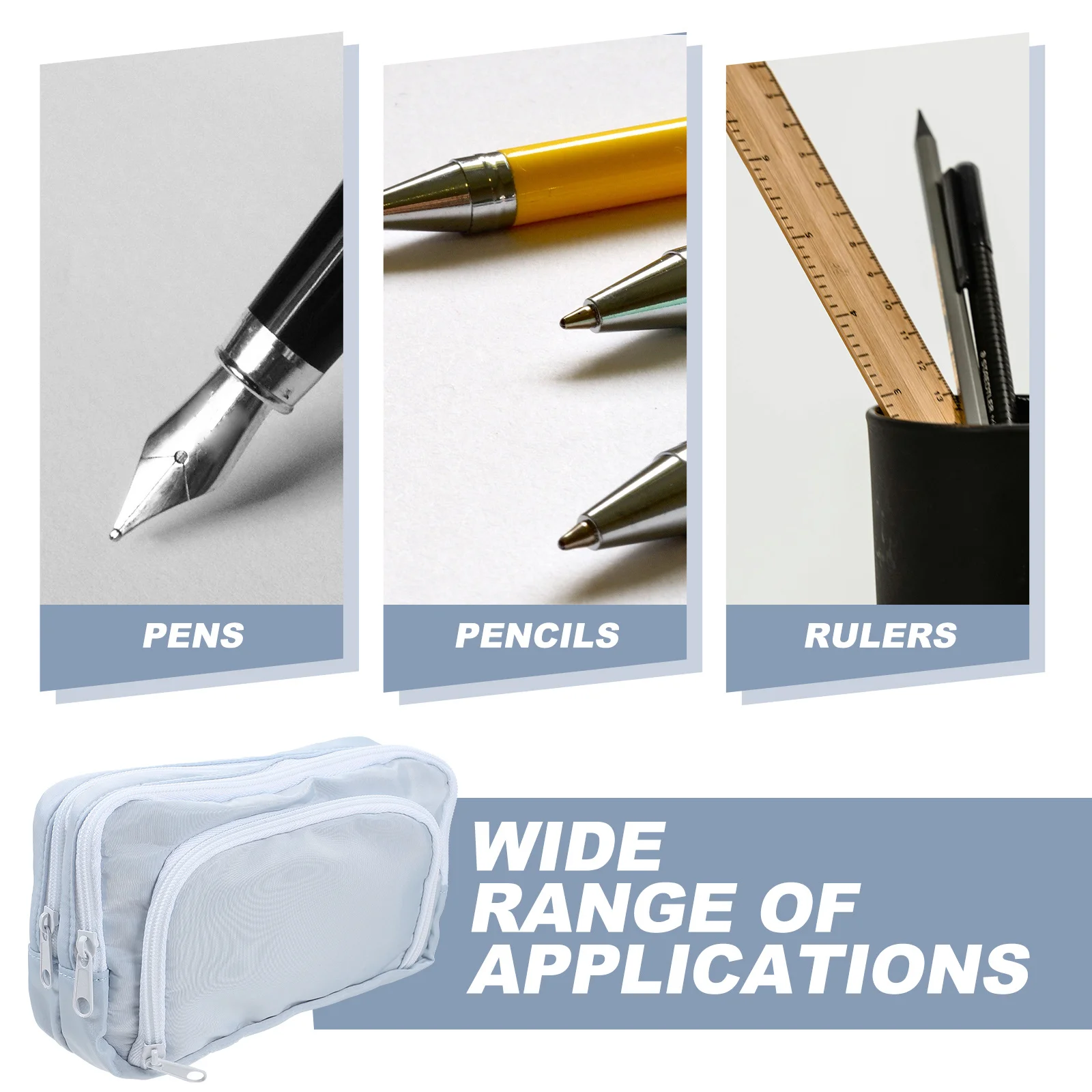 

Pencil Bag Large Capacity Cloth Aluminum Alloy Durable Zipper Stationery Holder For School Office Students Teachers Pencil Pouch