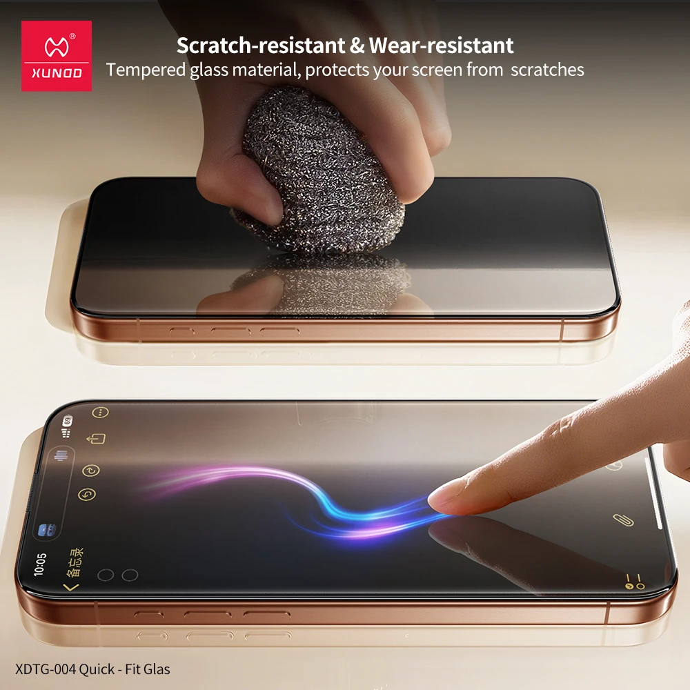 Xundd واقي شاشة من الزجاج المقسى لهاتف iPhone 17 Pro Max لهاتف iPhone 17 Air 17 Pro مضاد للخدش تغطية كاملة سريع التركيب