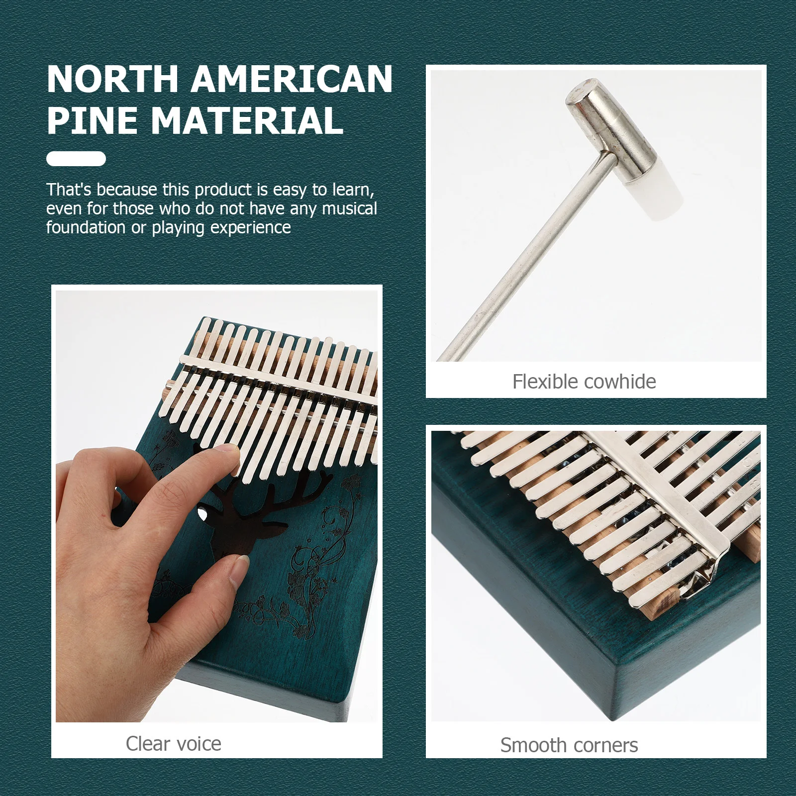 

17 Keys Thumb Piano Wooden Kalimba Clear Sound Beginner Musical Instrument Gift Finger Piano Musical Instrument