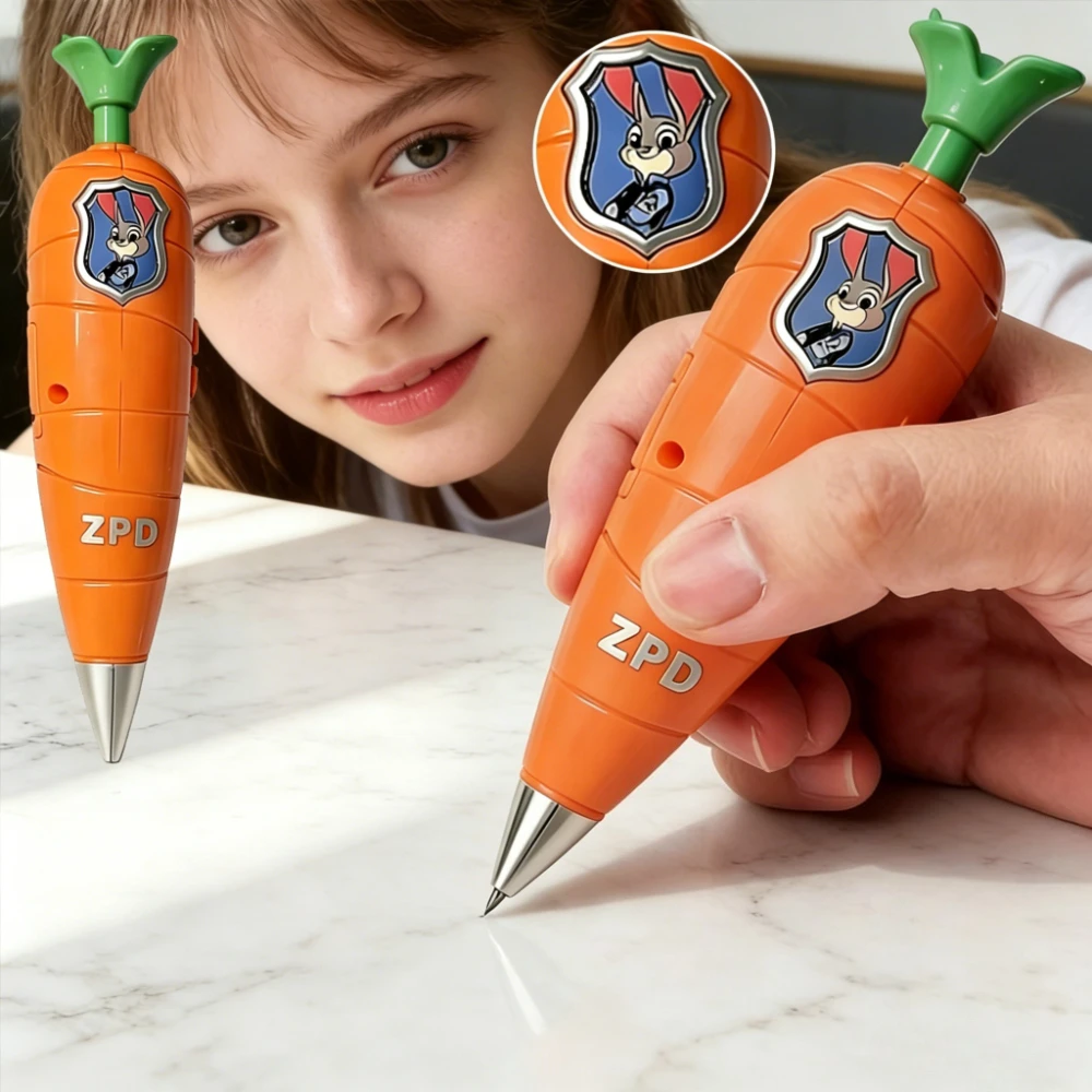 Produits périphériques d'animation Disney, stylo enregistreur vocal 2 en 1 en forme de carotte Zootopia, stylo d'écriture, cadeau du nouvel an