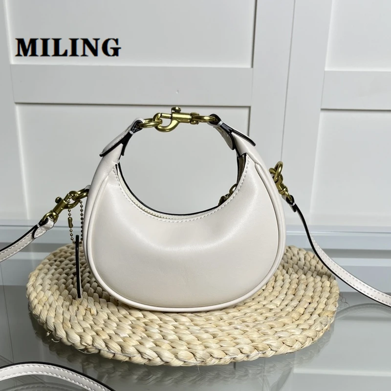 Mini Round-shaped Crossbody Bag Ladies Evening Clutch Handbag Fashion Half Moon Bag With Removable Shoulder Strap Wedding Purses