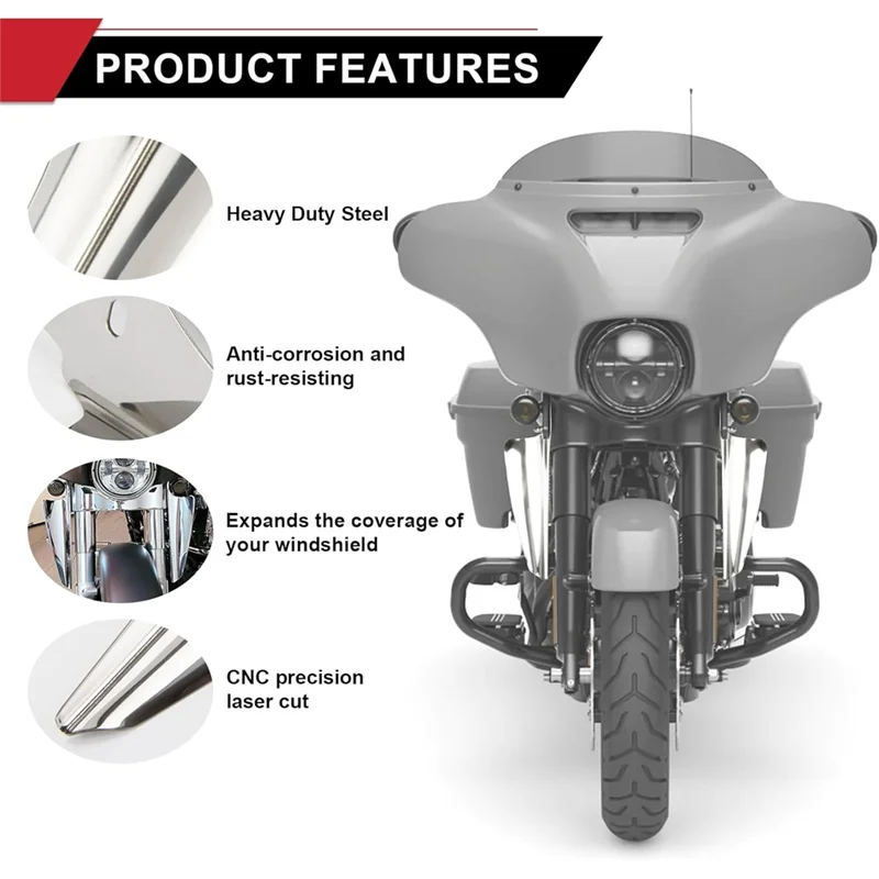 

Motorcycle Fork Mount Wind Deflectors For Touring Road King Street Glide Electra Glide CVO FLHT FLHR Accessories