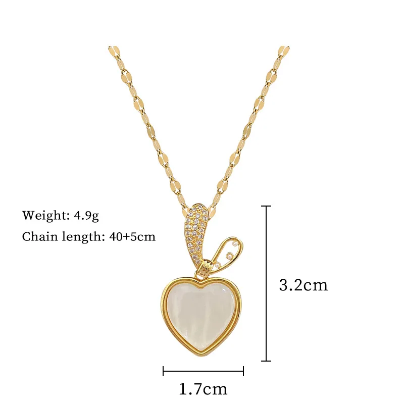 حالمة Moonstone الحب القلب قلادة قلادة للنساء الذهب اللون الفولاذ المقاوم للصدأ سلسلة لطيف أرنب مجوهرات اكسسوارات هدايا