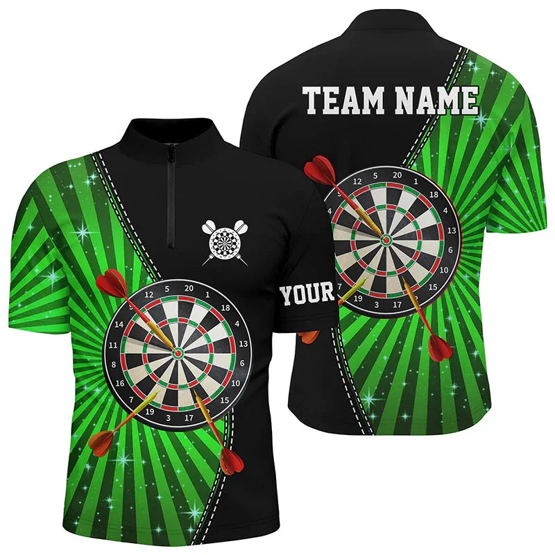 New personalized 3D printing dart throwing pattern zipper POLO shirt T-shirt unisex gift casual team throwing sports series-2