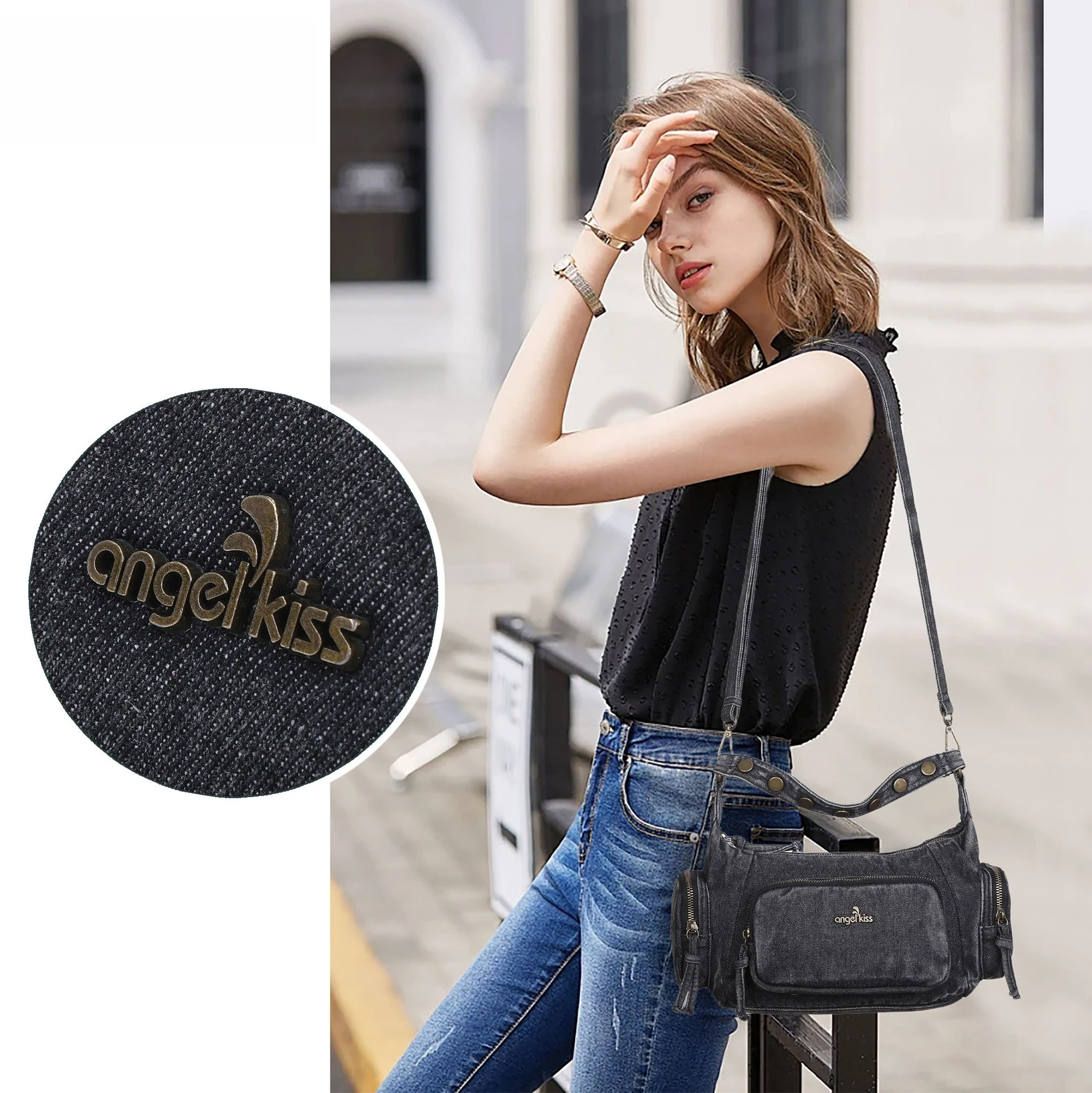 

Women Handbags Satchel Top-handle Denim Shoulder Bag Dumpling Pack Give Gifts Fabric Shoulder Bags Phone Money Pack