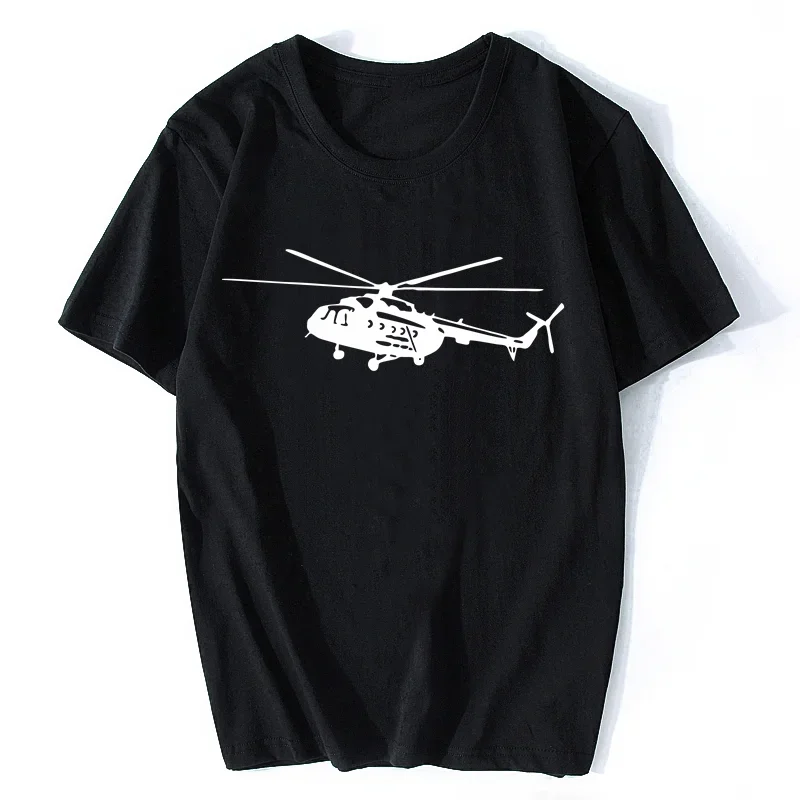 Summer Men's T Shirt Short Sleeve Cotton Print Mi-8 Helicopter T-Shirt Casual Shirt Cool Tees Tops Streetwear Cotton Oversize