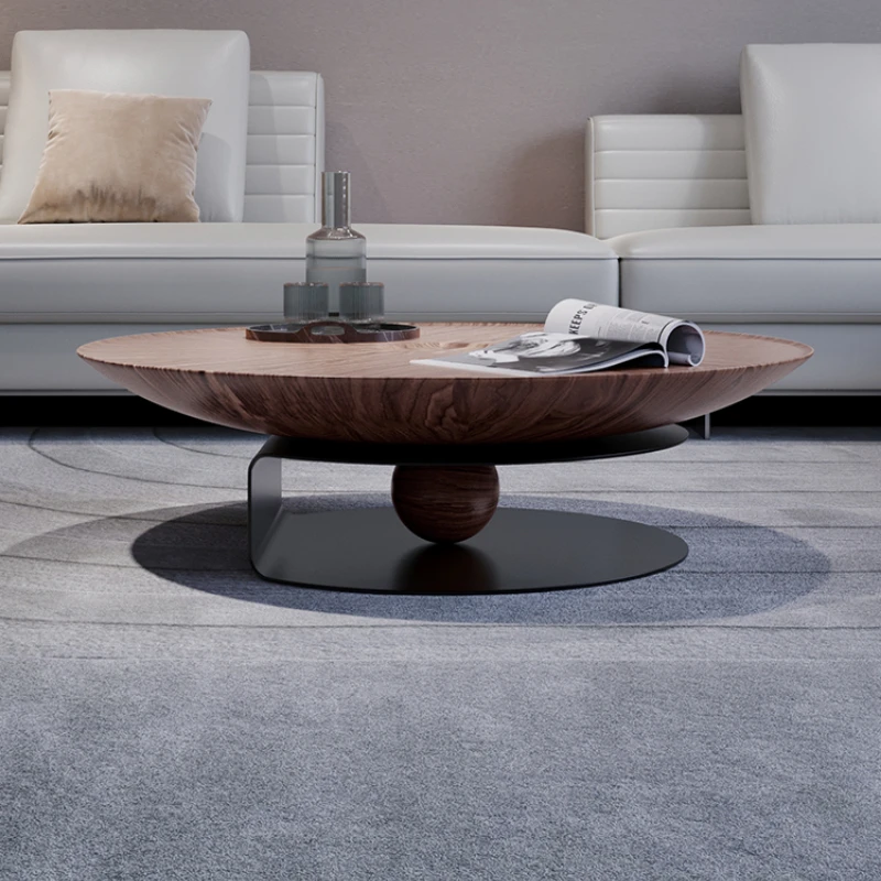 

Итальянский минималистичный кофейный столик, современный простой маленький круглый ореховый чай