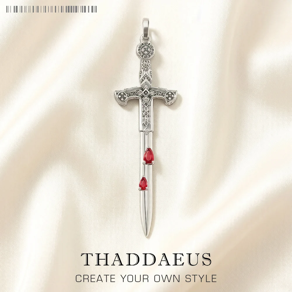 Pendant Sword With Blood,New Fine Jewelry Europe Bijoux 925 Sterling Silver Vintage Accessories Gift For Woman & Men