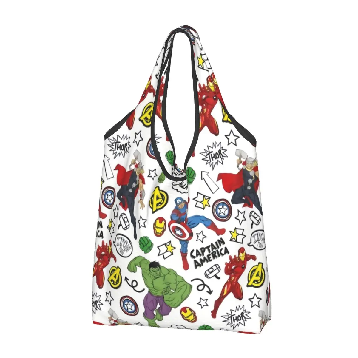 Custom Disney Iron Man Marvel Film Shopping Bag Women Portable Large Capacity Groceries Tote Shopper Bags