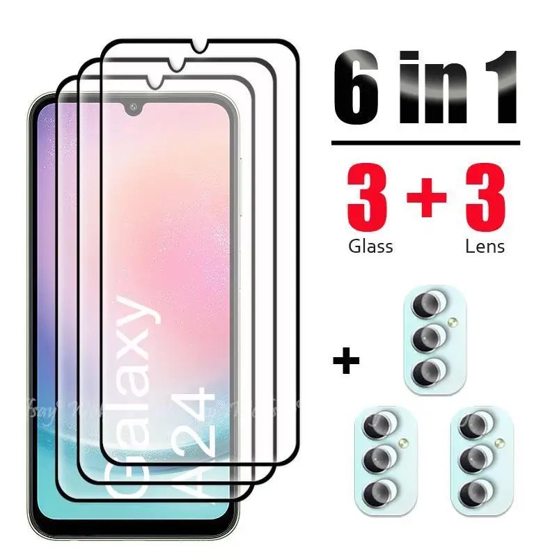 

For Samsung Galaxy A24 Glass Tempered Glass Samsung A24 A54 A53 A34 A14 A04 A04S Glass Full Cover Screen Protector Camera Film