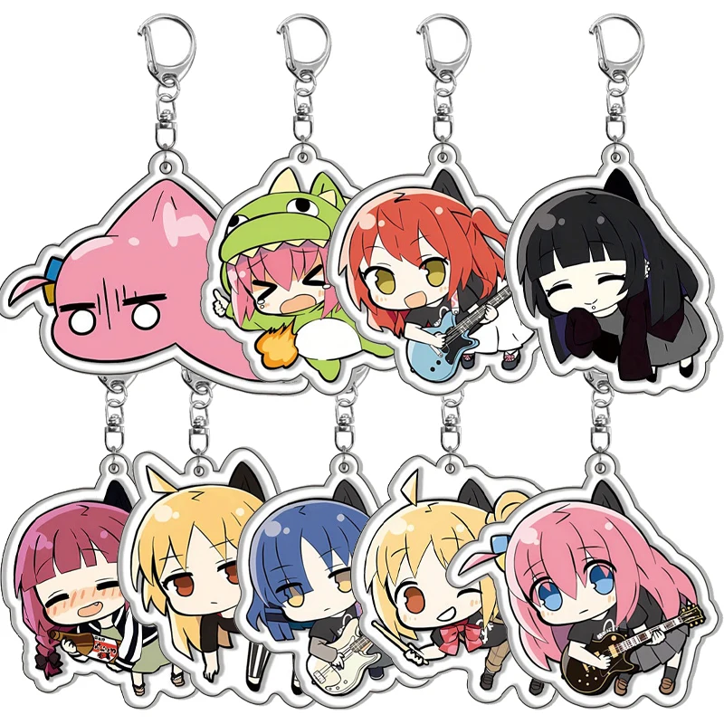 كارتون أنيمي Bocchi الصخرة! الشخصيات الطرفية سلسلة مفاتيح مصنوعة من الأكريليك الديكور لطيف على ظهره الطلاب حلقة رئيسية سحر الحلي