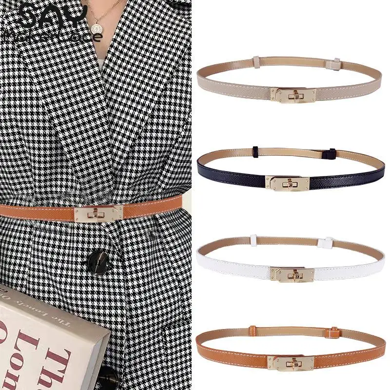 

1PCS Luxury Design PU Thin Belt Girdle Korean Corset Adjustable Metal Buckle Women's Fashion Casual Accessories