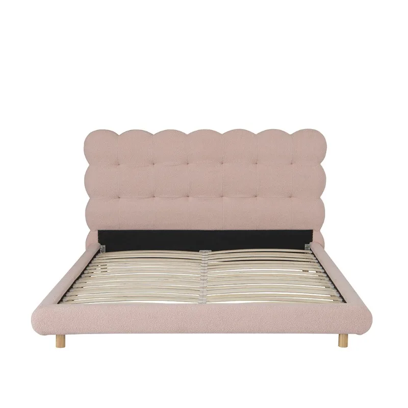 Camera da letto Letto in pile di agnello rosa con design a onde doppie