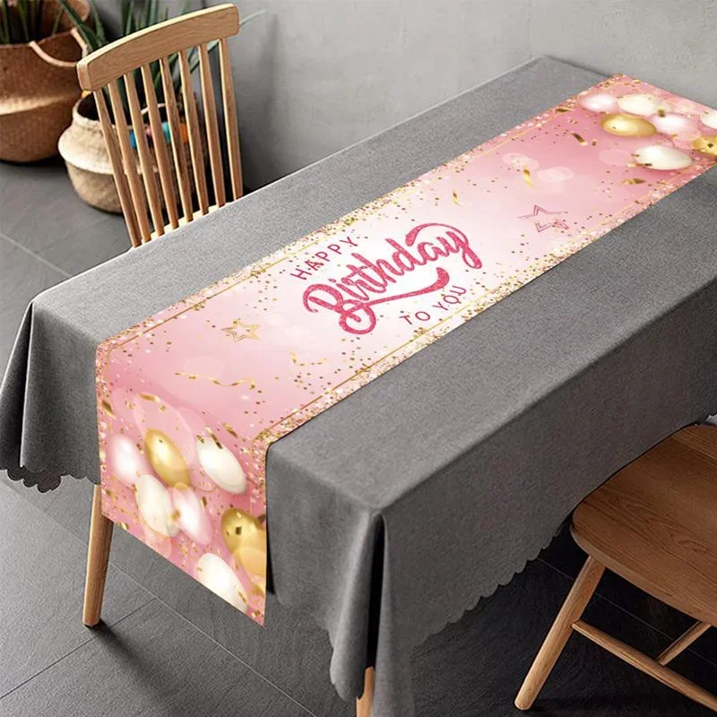 Happy Birthday Table Runner Decoration for Home Tablecloth Kids Birthday Wedding Adult Baby Shower Party Supplies 13 X 70 Inch