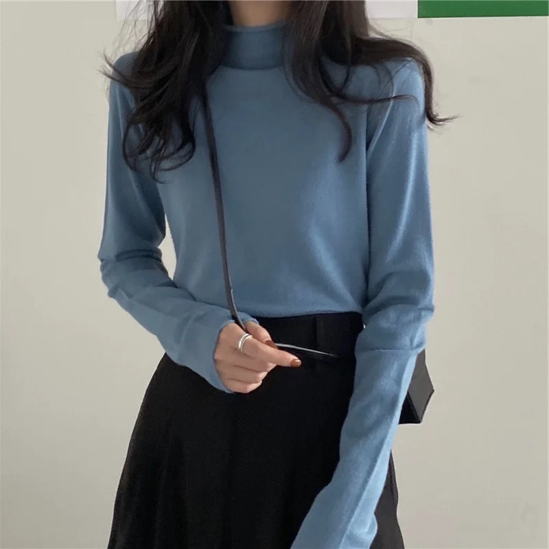 

Women's f High Collar Long Sve Base irt Slim Fit Inner Wear Faionable European Sle Tight Top Chic T-irt