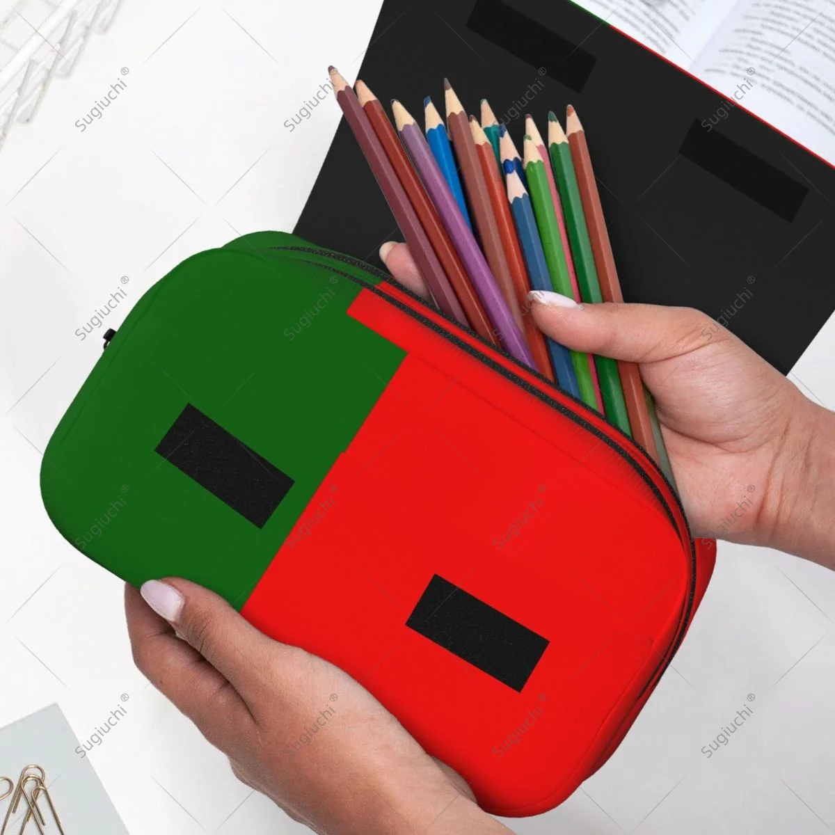 مقلمة مقص أكياس ثلاثية الأبعاد علم البرتغال طبقة مزدوجة أكسفورد القماش القرطاسية تخزين صندوق القلم