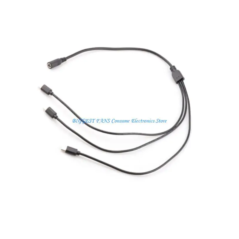 

Type C To DC5521 Connector Slpitter Cord For 5V 9V 12V Devices With Nylon Cord