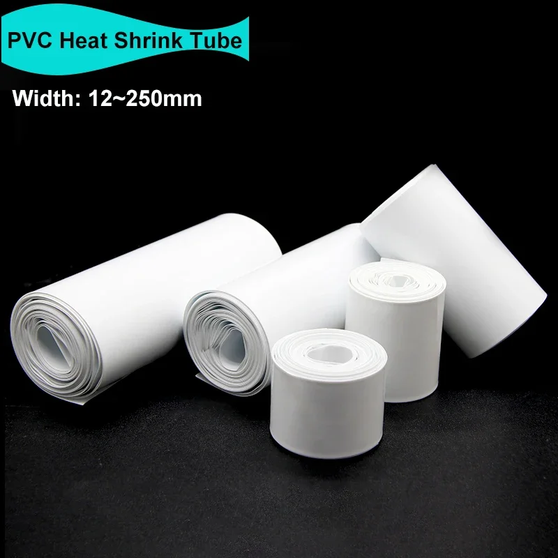 

1~10M White PVC Heat Shrink Wrap 18650 Battery 12~ 250mm Insulated Shink Tube Cable Protector Skin Lithium Battery Film Case