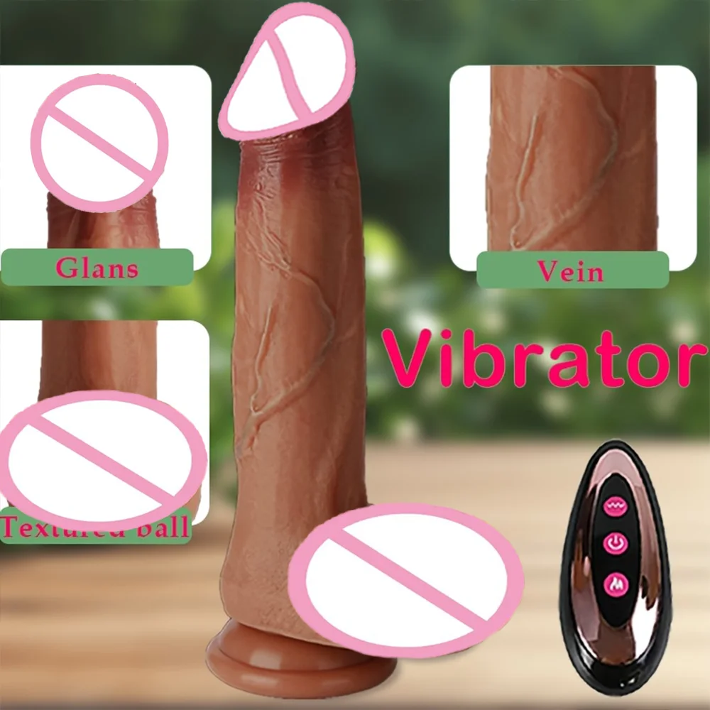 Dildo 8.7-Inch Realistic Vibratory Massager for Couples Men & Women with Strong Suction Cup USB Rechargeable 10 Modes Heated Liquid Silicone
