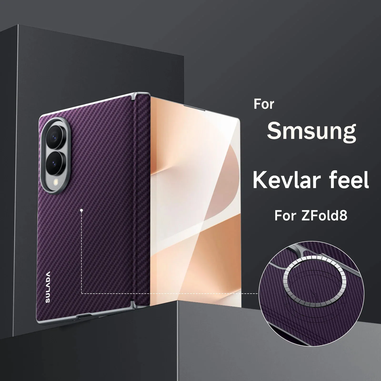 For Samsung Galaxy Z Fold 8 wide Case Luxury Classic Skin-Friendly Frosted Hinge Leather Magnetic Cover Shockproof Accessories