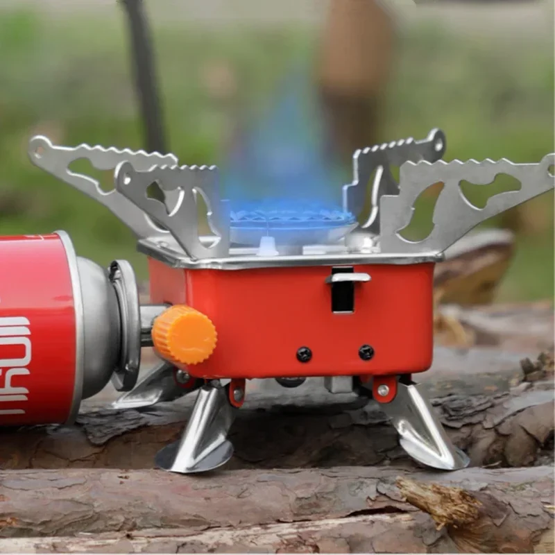 Outdoor Mini Square Stove Portable Folding Gas Stove Furnace Head Camping Utensil Ultra-Light Travel Cookware Hiking Equipment