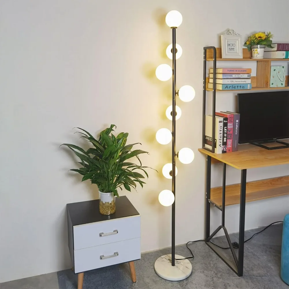 

Modern Creative Black Floor Lamp for Living Room,Bedroom,Office,Globe High Pole Standing Lamp, Tree Lamp,9 LED Bulbs Included