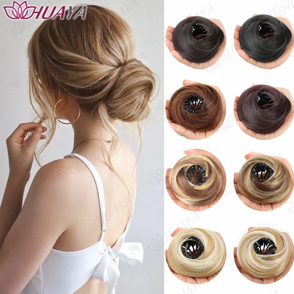 Synthetic Hair Bun Extension Adjustable Bird Nest Hair Clip Straight Hairpiece for Women Updo Hair Accessories