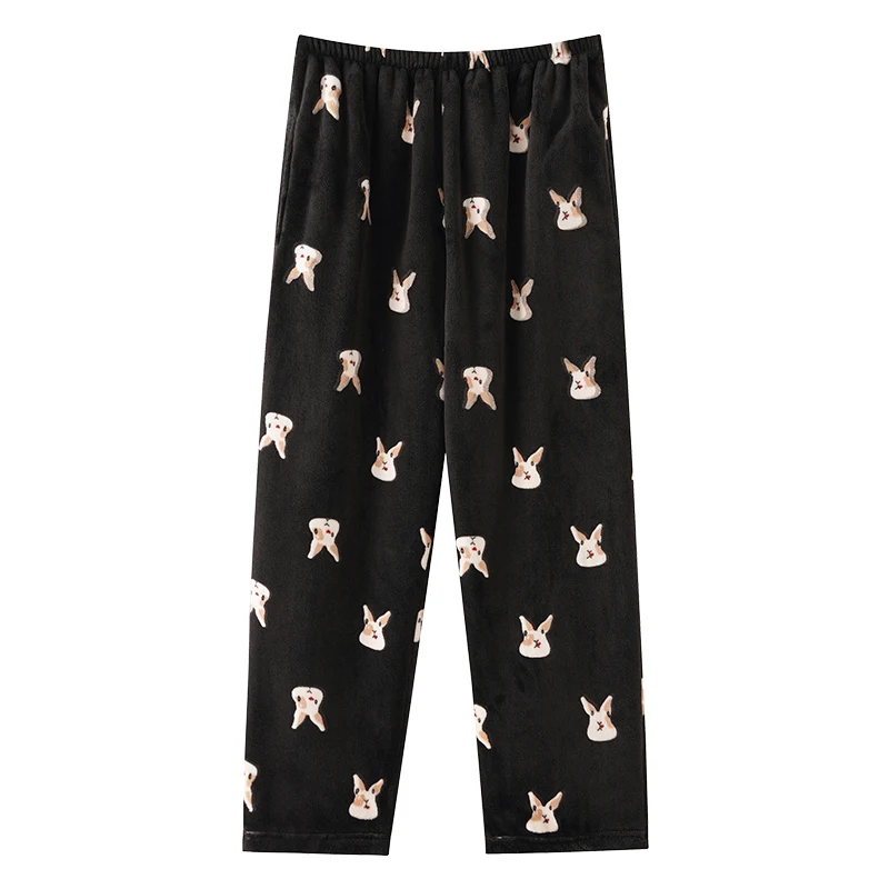 

Lovely Cartoon Flannel Home Pants Women Long Home Trousers Keep Warm Coral Fleece Sleep Bottoms Casual Sleep Pants For Female