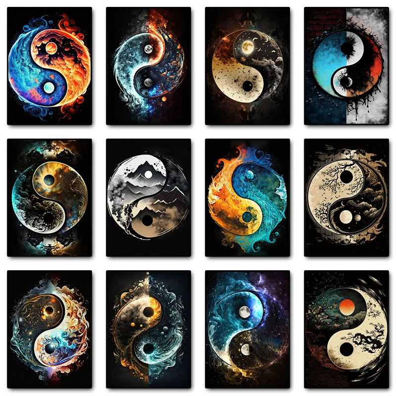 1PC Abstract Nature Tai Chi Yin Yang Balance Posters and Prints Canvas Painting Wall Art Pictures for Living Room Home Decora