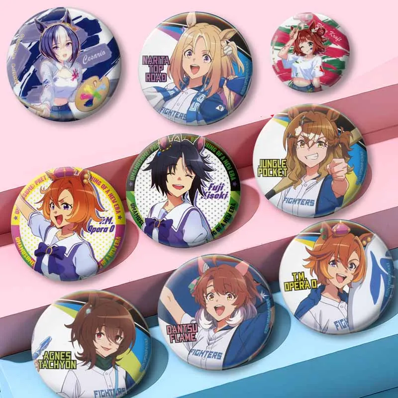Uma Musume Pretty Derby Enamel Pins Cute Cartoon Girls  Button Brooch Round Badge Custom Hat Bag Shoes Jewelry Accessories Gifts