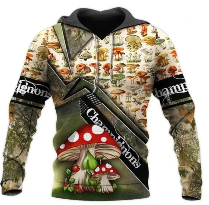 New Spring And Autumn 3D Mushroom Pattern Camouflage Hoodie Fun Men\'s And Women\'s Essential Sweatshirt Harajuku Men\'s Sweater