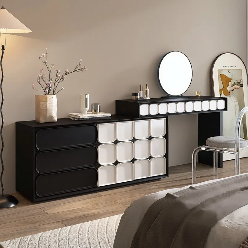 For Italian Minimalist Lacquered Dresser Chest of Drawers Bedroom Vanity Table Multi Functional Extendable End of Bed Cabinet