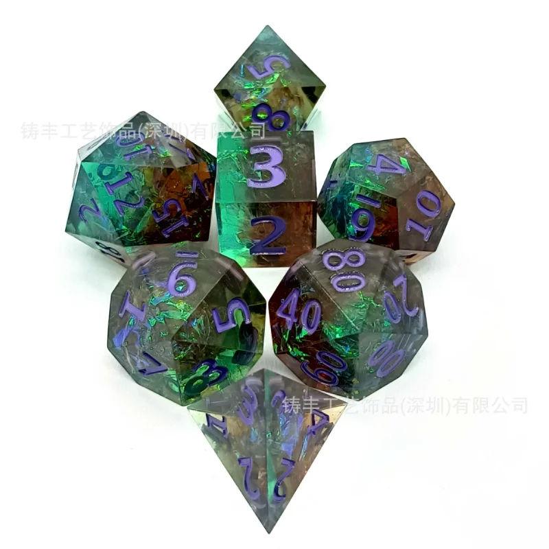 7Pcs/set 2022 New High-end Board Game Solid Transparent Resin Dice Set