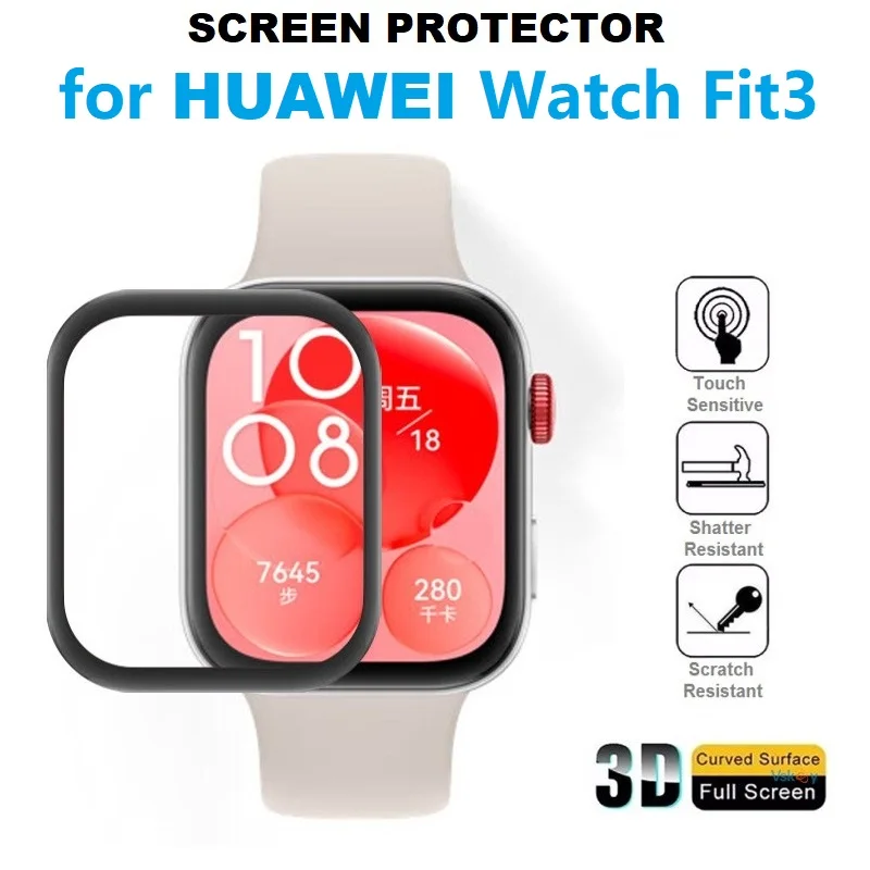 화웨이 워치용 3D 엣지 소프트 스크린 보호대, Fit3 스마트워치 풀 커버 PMMA 스크래치 방지 보호 필름, 3 개