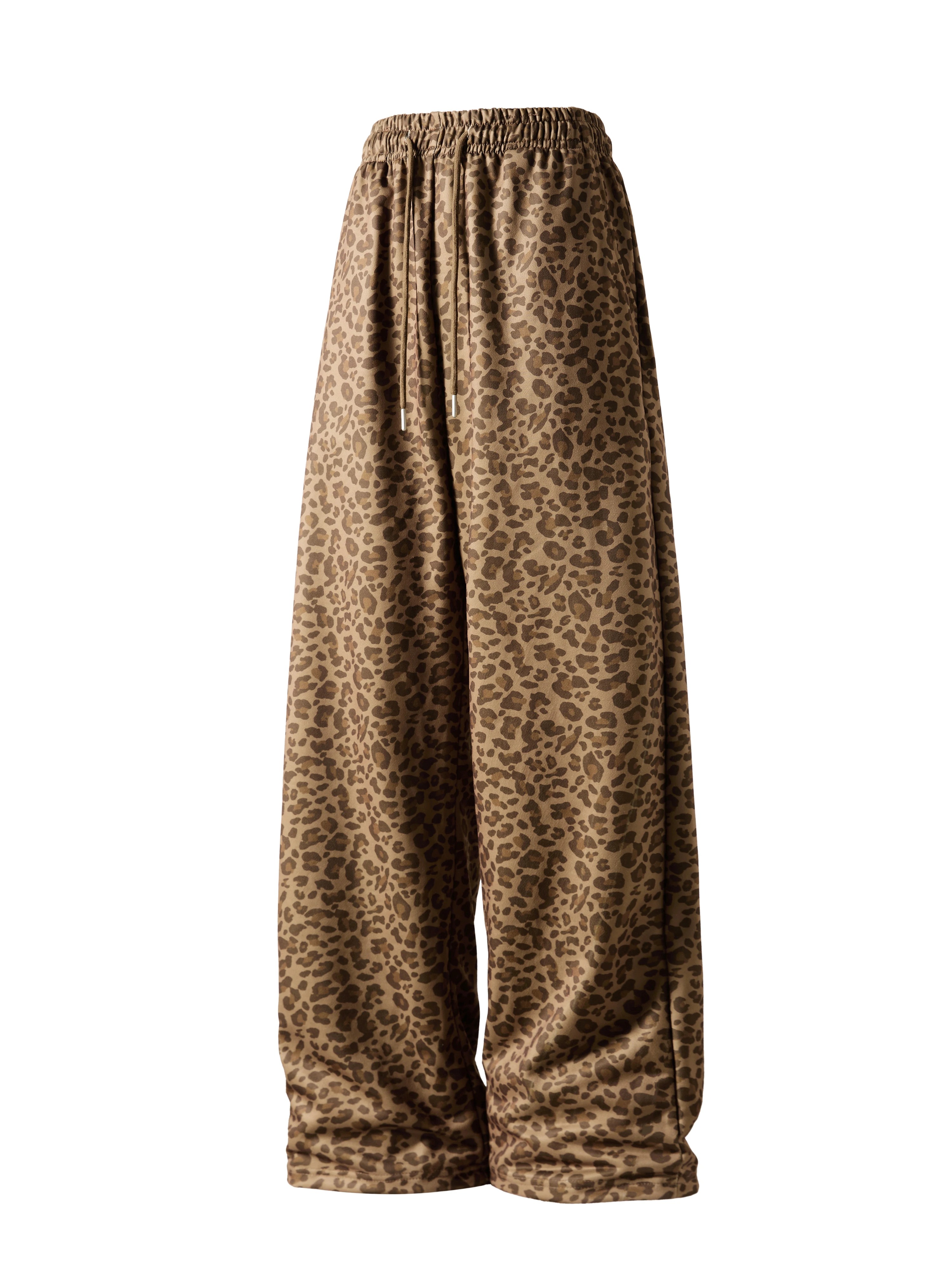

Men's Leopard Print Baggy Pants - Elastic Waist, Drawstring & Wide Leg, Trendy for Streetwear, Daily Casual & Fashion Looks