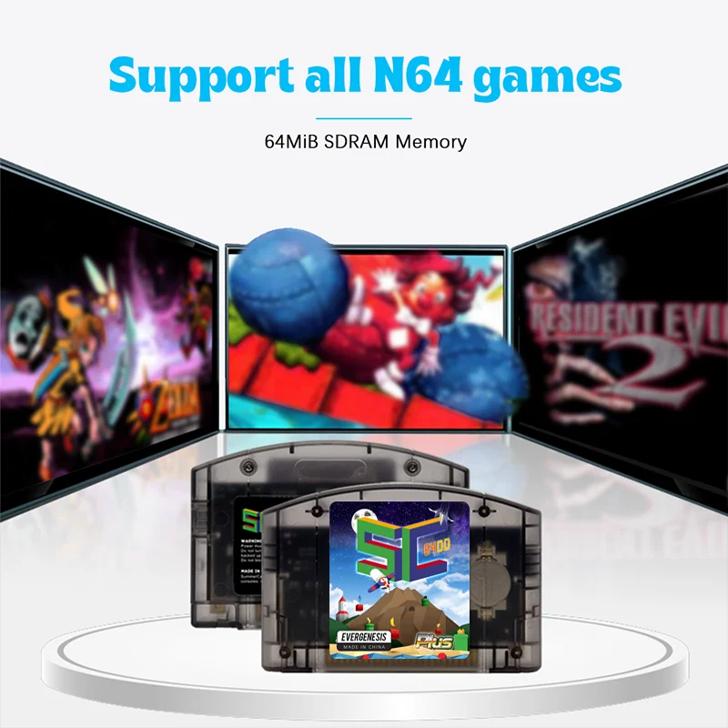 EVERGENESIS 64 مفتوح المصدر N64 5000 في 1 لعبة خرطوشة لنينتندو 64 بطاقة الألعاب مجانية 32G بطاقة التوافق دعم 64DD ألعاب