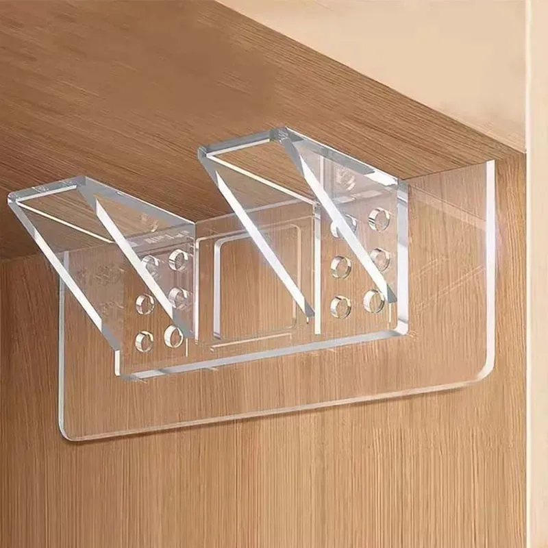 

6/12PCS Triangular Bracket Wardrobe Partition Bracket No Drilling No Marking Adhesive Layered Bracket Holder Strong Adhesive