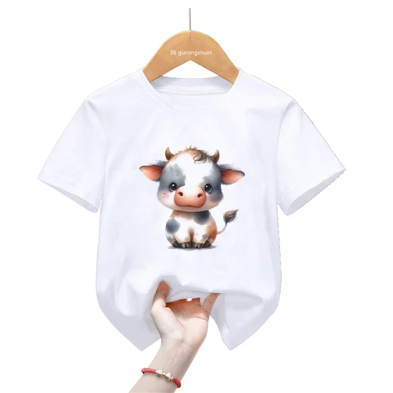 Cute Kids Clothes Cows Love Ice Cream Print T Shirt Girls/Boys Sheep/Yorkshire Tshirt Harajuku Shirt Summer Fashion T-Shirt