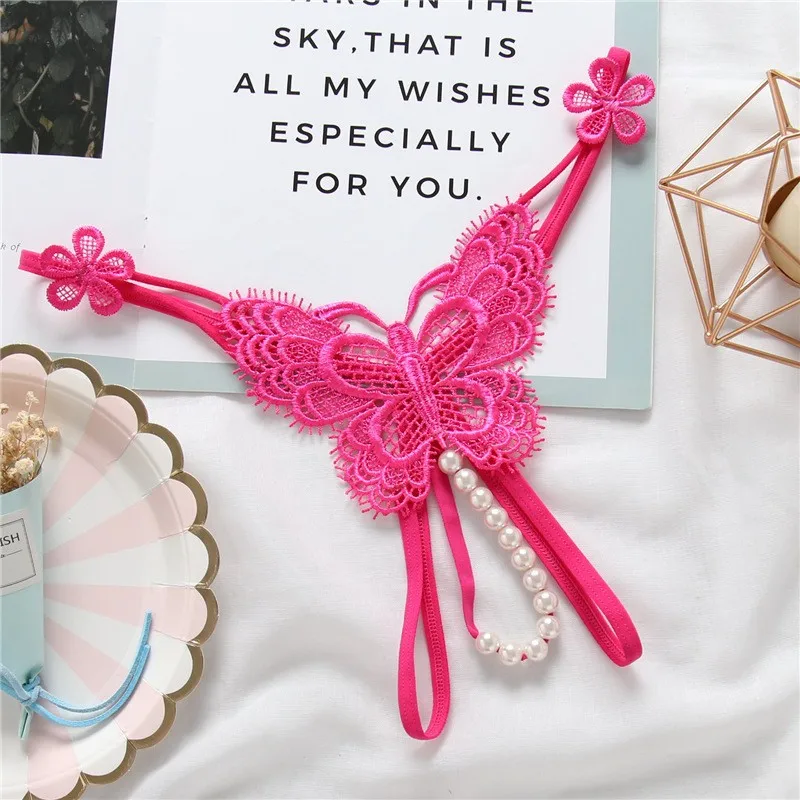 GUUOAT Sexy Woman Lingerie Exotic Costume Thong Transparent Open Crotch Pearl Massage Underwear and Hollow Out No Take off Brief