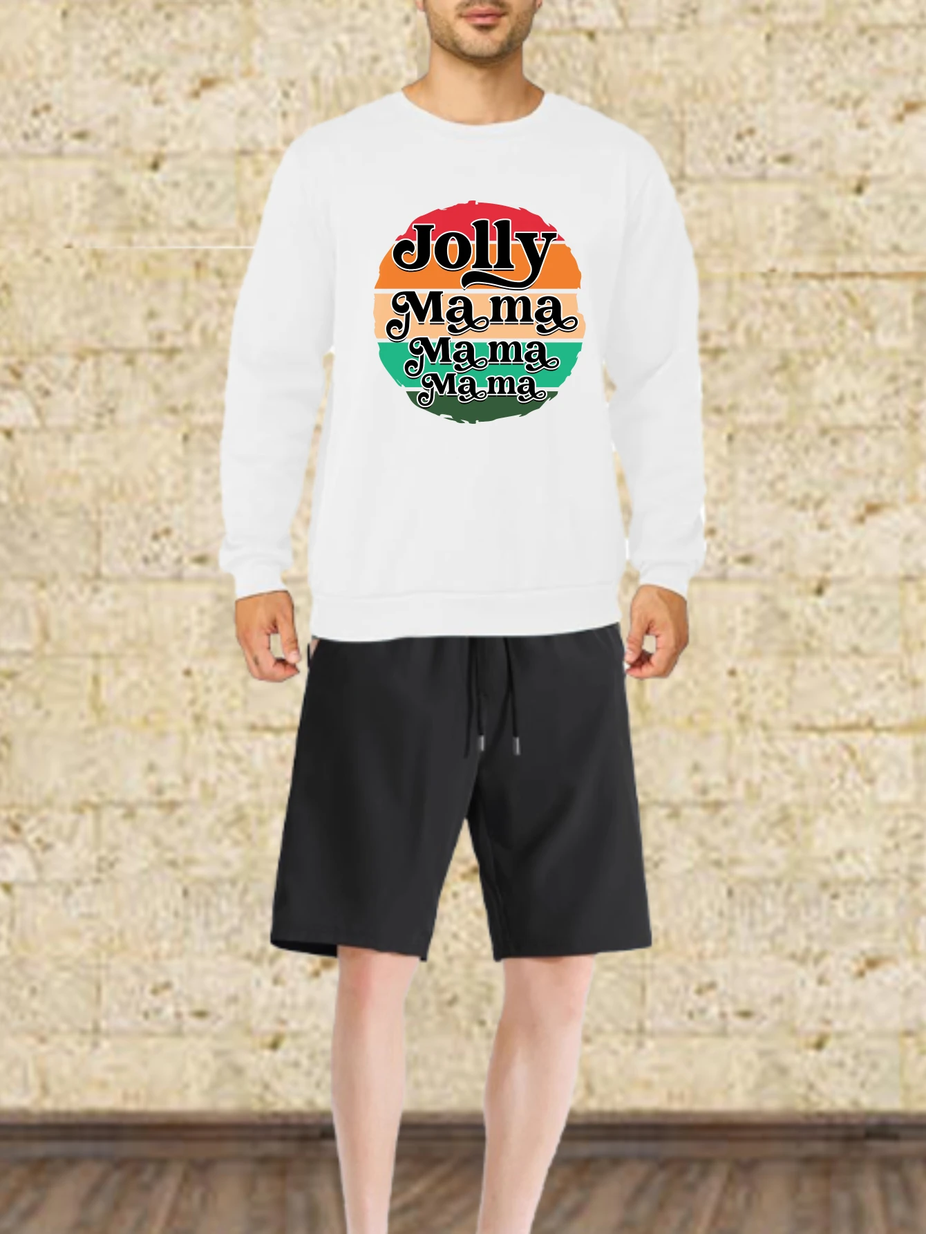 أطقم رجالية للخريف سريعة الجفاف جولي ماما مطبوعة برسومات تي شيرت بدلة رياضية بأكمام طويلة تي شيرت + شورت ملابس شتوية