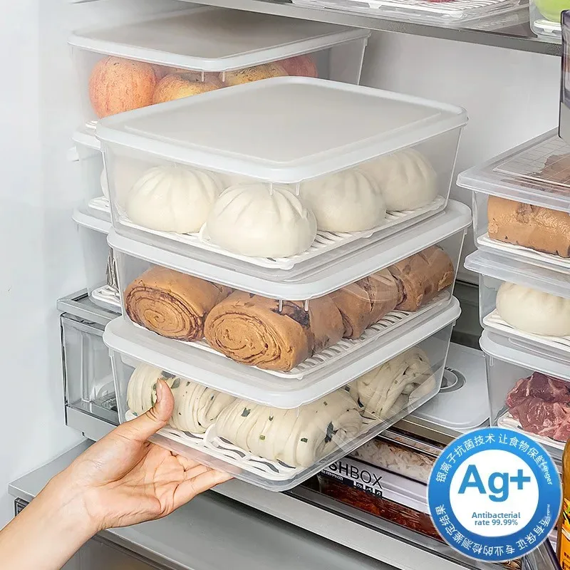 Antibacterial Fridge Freezer Food Grade Storage Box For Buns And Bread Organizer Wholehearted Polyethylene Container