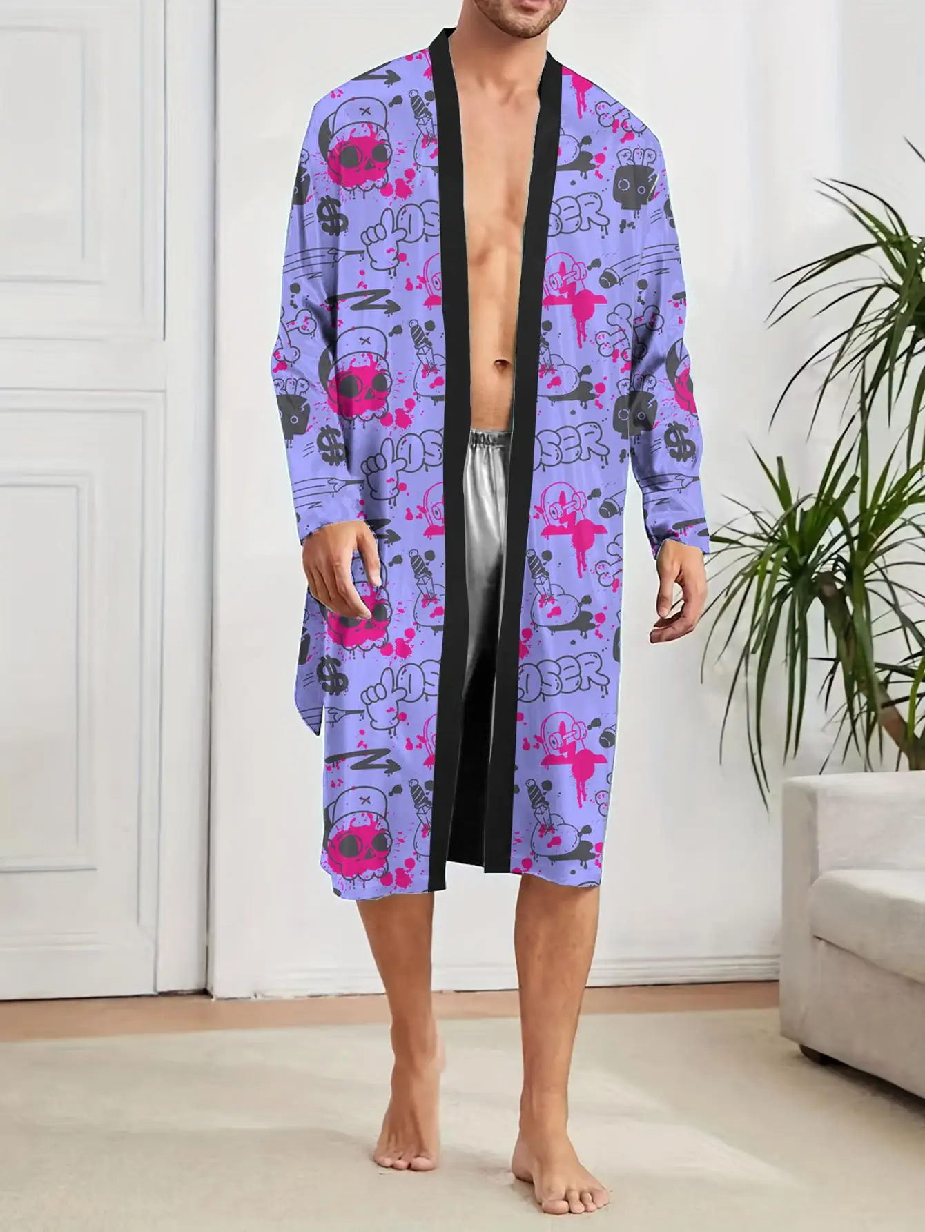 1pcs Men's Robes 2026 Spring/Summer Sleepwear Breathable Shower robe bath robe Sleepwear Graphic Funny pajamas 3D Printed
