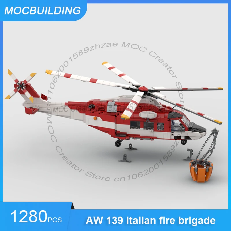

AW 139 итальянская пожарная бригада Vigili Del Fuoco Drago 151 MOC строительные блоки DIY сборка кирпичей коллекция игрушек подарки 1280 шт.
